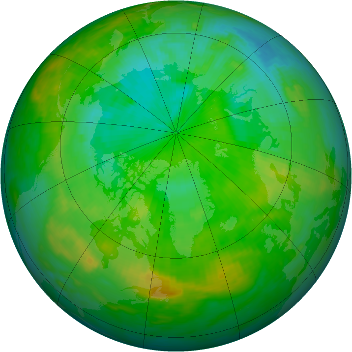 Arctic ozone map for 16 July 1992